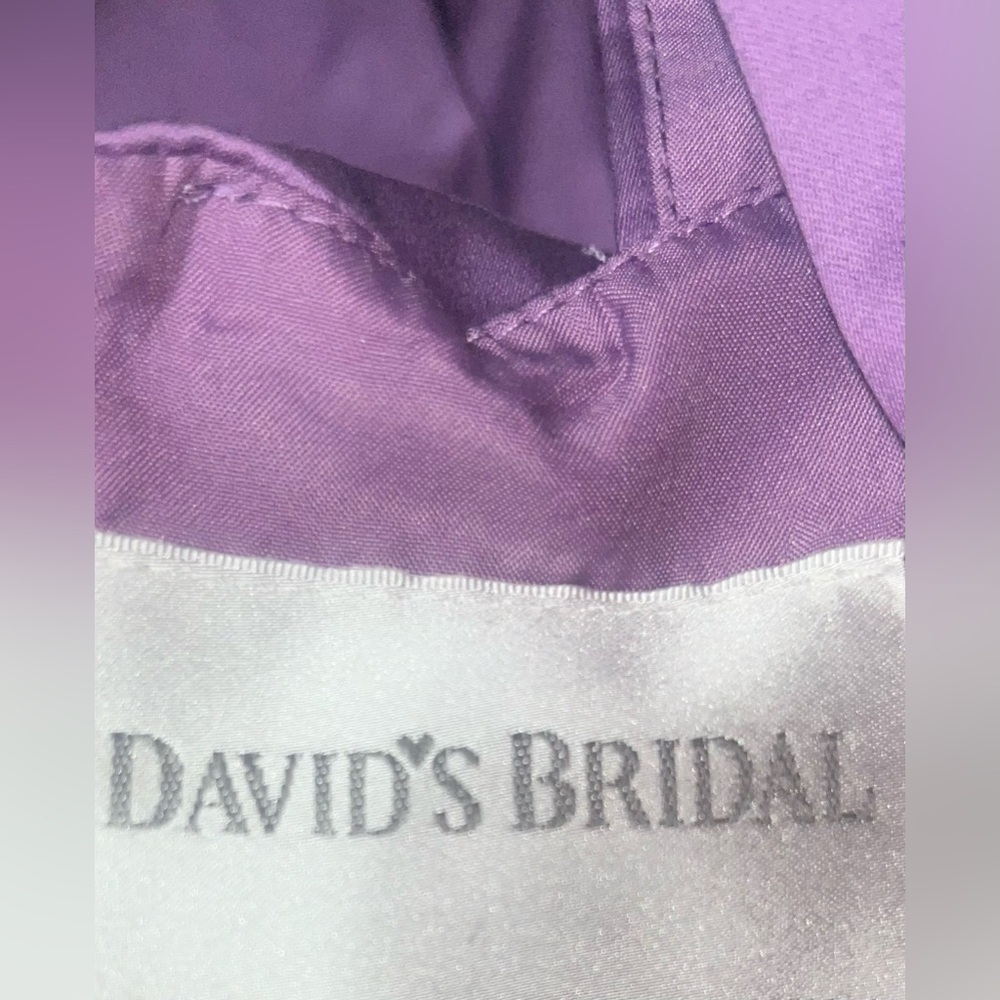 David’s Bridal short cotton dress with y-neck and skirt pleating purple sz 8‌‌‍‍ - Picture 7 of 8